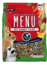 MENU Premium Rabbit Food - Timothy Hay Pellets Blend, Vitamin & Mineral Fortified, 4 lb Bag