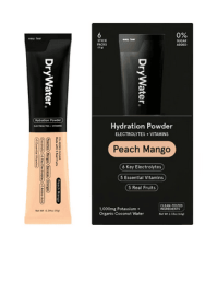 DryWater Hydration Powder (Electrolytes + Vitamins) , Peach Mango, 6 Pack