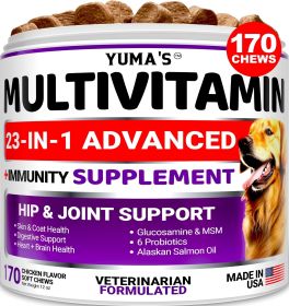 Dog Multivitamin Chewable with Glucosamine Dog Vitamins and Supplements 170 Treats Senior & Puppy Multivitamin for Dogs Hip & Joint Support Immun