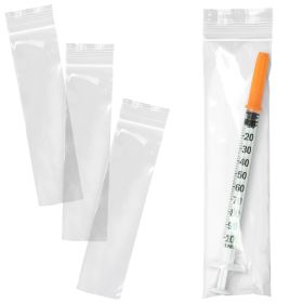 Pack of 5000 Syringe Bags, Clear 2 x 8. Zipper Pharmacy Bags 2x8. Thickness 1.5 mil. Jewelry Organizer Bags