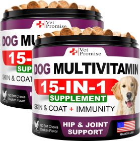 2 Pack Dog Multivitamin Chewable with Glucosamine Dog Vitamins and Supplements Senior a Puppy Multivitamin for Dogs Pet Joint Support Health Immu