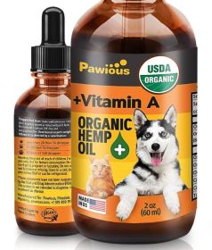 Hemp Oil for Dogs and Cats Large 2oz Bottle Made in USA Joint Pain and Anxiety Relief Arthritis Seizures Calming Aid Supplement with Vitamins A C