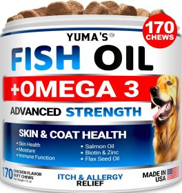 Omega 3 Fish Oil for Dogs 170 Chews Skin and Coat Supplement Omega 3 for Dogs Dry & Itchy Skin Relief Treatment Allergy Support Dog Anti Shedding