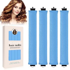 Overnight Heatless Hair Curler, Heatless Curls Satin Flexi Rods with Hook, Versatile Curling Tool for All Hair Types - Blue