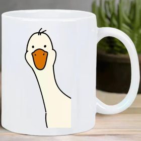 Vitamin Sea White Ceramic Coffee Mug with Cartoon Duck Design - Reusable, Hand-Wash Only, Perfect for Hot & Cold