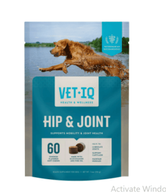 VetIQ Hip & Joint Supplement for Dogs, Chicken Flavored Soft Chews, 7.4 oz, 60 Count