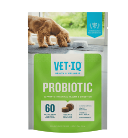 VetIQ Probiotic Supplement for Dogs, Hickory Smoke Flavored Soft Chew, 7.4 oz 60 Count