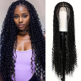 Synthetic Non-toxic Wig, All Lace, Non-toxic Wig, Wave Shape, Suitable For All Races, Suitable For All Scenes. (muscle supportOption: 1B-36inch)