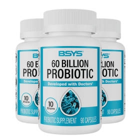 BSYS 60 Billion CFU Probiotic Capsules  Acid-Resistant Stomach-Resistant Formula  Intestinal Delivery Technology  Digestive & Immune Health Suppo (muscle supportOption: Three bottles)