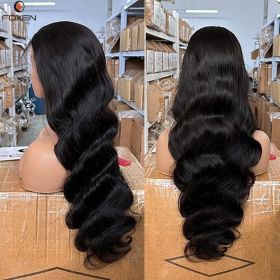 Wig Human Hair Body Wave Lace Front Wigs Wholesale Glueless Hd Lace Frontal Wigs For Black Women (muscle supportOption: Black-26Inches-13X4CM)