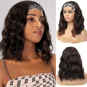 Fashion Water Wave Hairband Non-toxic Wig, Heat-resistant Synthetic Hair Band Elastic Cap, No Glue, Trendy Wave Style, Suitable For The Whole Sce (muscle supportOption: T233-16inch)
