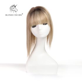 Blonde  Ombre Light Brown Hand Made Real Human Hair Toppers For Women (muscle supportOption: Golden)