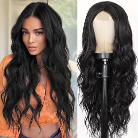 26 Inch Women's Black Long Wave Non-toxic Wig, Small Lace Heat-resistant Synthetic Wig, Natural Wig Suitable For The Whole Scene (muscle supportOption: 1B-26inch)