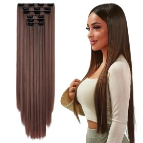 Holdbalance Straight Clip In Hair Extensions 24inch Hair Extensions For Women 6PCS Long Soft Synthetic Natural Hairpieces (muscle supportOption: Kimi230)