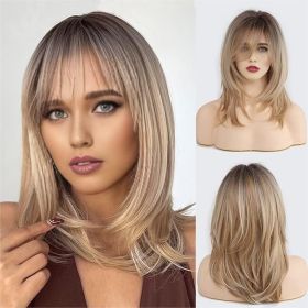 Blonde Wig Long Curly Hair Non-toxic Wig, Shoulder-length Heat-resistant, Synthetic Wig Bangs, 20 Inches , Suitable For The Whole Scene. (muscle supportOption: Blonde-20inch)
