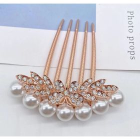 Butterfly Five-tooth Comb Hairpin Pill Head Pan Hair Back Head (Color: White)