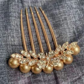 Butterfly Five-tooth Comb Hairpin Pill Head Pan Hair Back Head (Color: Champagne)