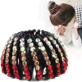 Korean Rhinestone Bird's Nest Pill Head Coiler (Color: Champagne red)