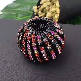 Korean Rhinestone Bird's Nest Pill Head Coiler (Color: Mixed)