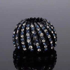 Korean Rhinestone Bird's Nest Pill Head Coiler (Color: Blue Gray)