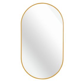 20 x 33 IN Pill Shaped Mirror (Color: Gold)