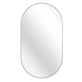 20 x 33 IN Pill Shaped Mirror (Color: Silver)