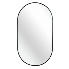 20 x 33 IN Pill Shaped Mirror (Color: Black)