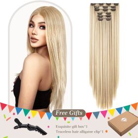 Holdbalance Straight Clip In Hair Extensions 24inch Hair Extensions For Women 6PCS Long Soft Synthetic Natural Hairpieces (muscle supportOption: Kimi18613)